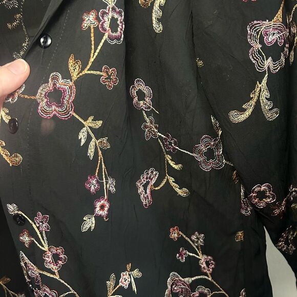 Vintage New York City Design Co Sheer Floral Top Small Fairycore Whimsigoth Y2K - Picture 3 of 6